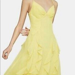 NWT BCBGMaxAzria Ruffle Canary Yellow Gown 04!